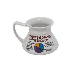 Vintage Coffee Mug travel wide flat Spill Proof driver Ceramic white funny